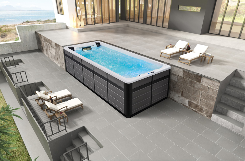 Плавательный спа-бассейн с профессиональным противотоком и тремя лежаками Victoria Star VS-GT605