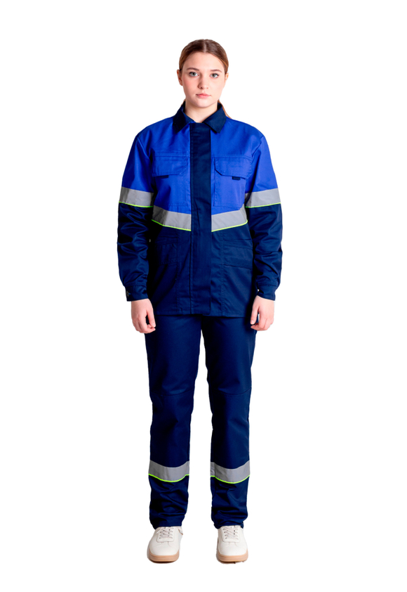 Костюм женский летний «ЮЖНАЯ ШИРОТА» (куртка+брюки) цв.синий/васильковый БОЛЬШОЙ РАЗМЕР