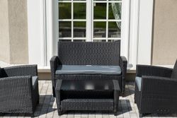 "Вашингтон" лаунж-зона из искусственного ротанга на 4 персоны, цвет черный