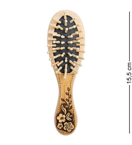 Народные промыслы BST-328/4 Массажная расческа деревянная «Полевые цветы» (береста)