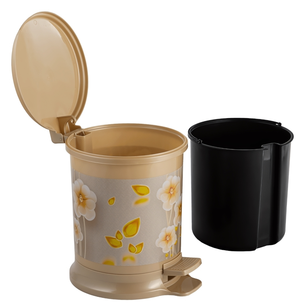 Ведро для мусора с педалью 7л с рисунком "Цветок", устойчивое