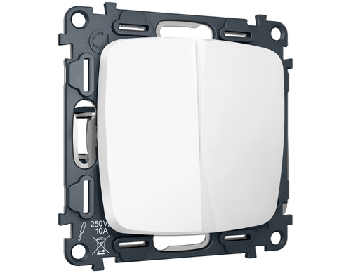 MO123030 Комплект механизма 2-клавишного перекрестного выключателя 10A-250V OMEGA Белый матовый QUANT (OP1230, VM125)