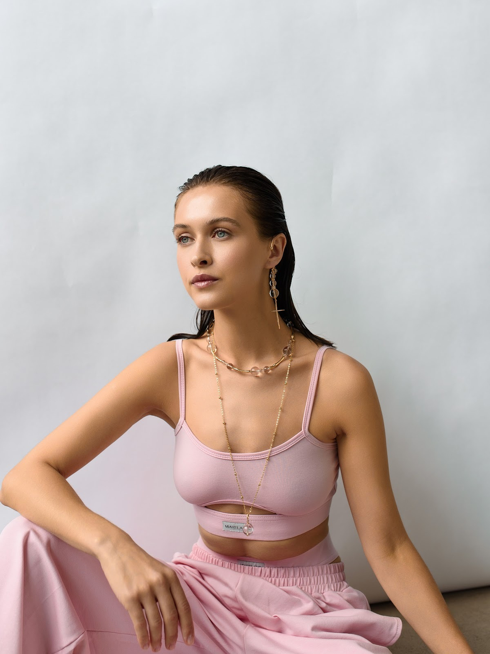 Колье "Bubble 16" с горным хрусталем Gold