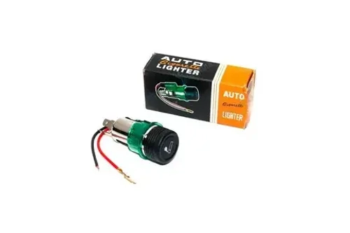 Прикуриватель с розеткой в сборе 12 Вольт (зеленый ободок)