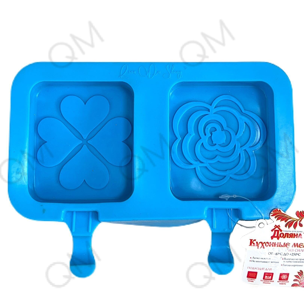 Форма для мороженого Доляна «Сердце и Роза», 19,514,5 см, 2 ячейки (87,3 см), цвет МИКС