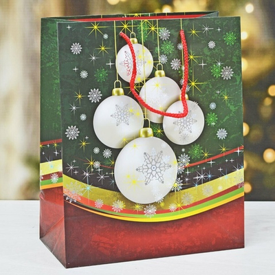 Пакет бумажный 26,4*32,7*13,6см с ручками "Premium"НГ в ассортименте