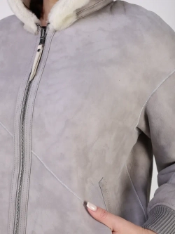 Двусторонняя дубленка зимняя шуба натуральная с капюшоном