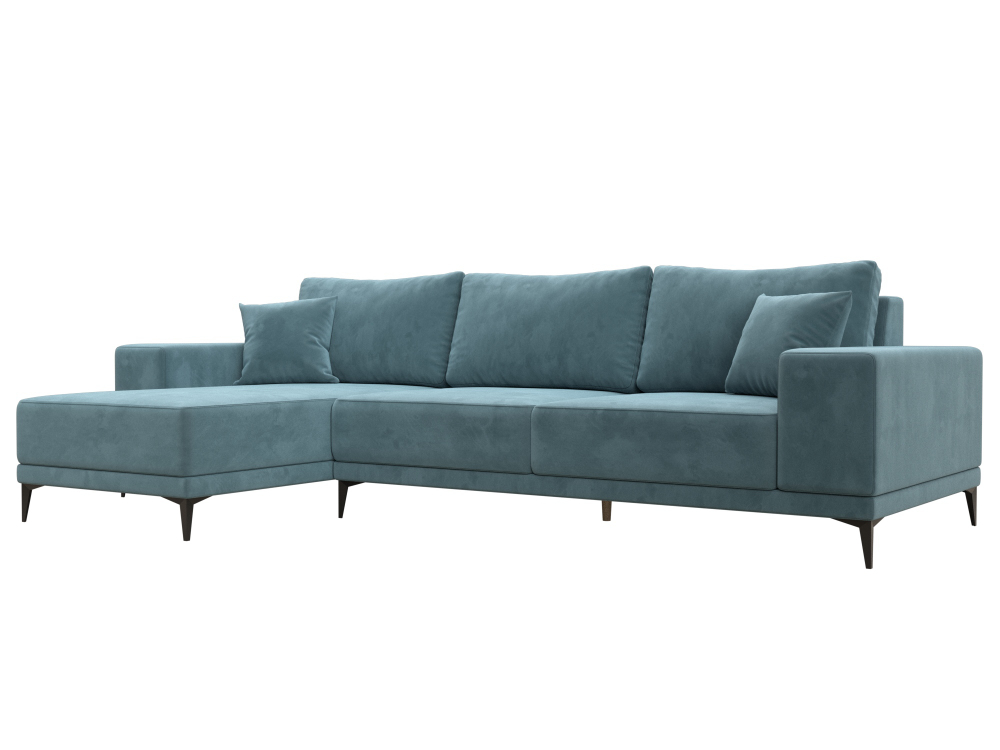 Диван угловой Льюес левый, Бирюзовый, Велюр, 122397L