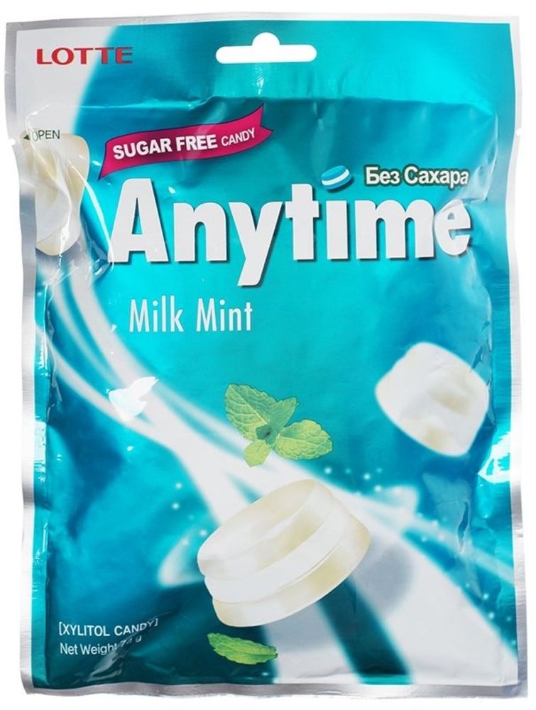 Леденцы Lotte Anytime Milk Mint без сахара 60 г, 3 шт