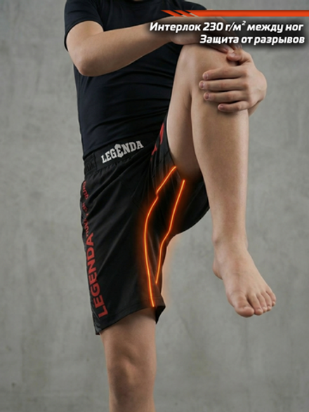 Шорты детские спортивные тренировочные черные LEGENDA Рать2 красная