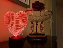 Ночник детский 3D Светильник Граненое сердце