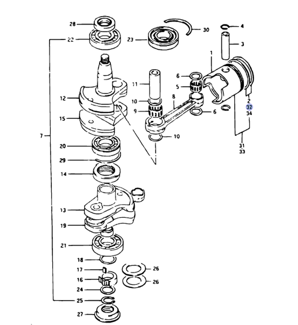 Кольца поршневые Suzuki DT40 +0.25
