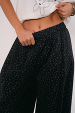 Брюки на резинке из хлопка в мелкий цветочек