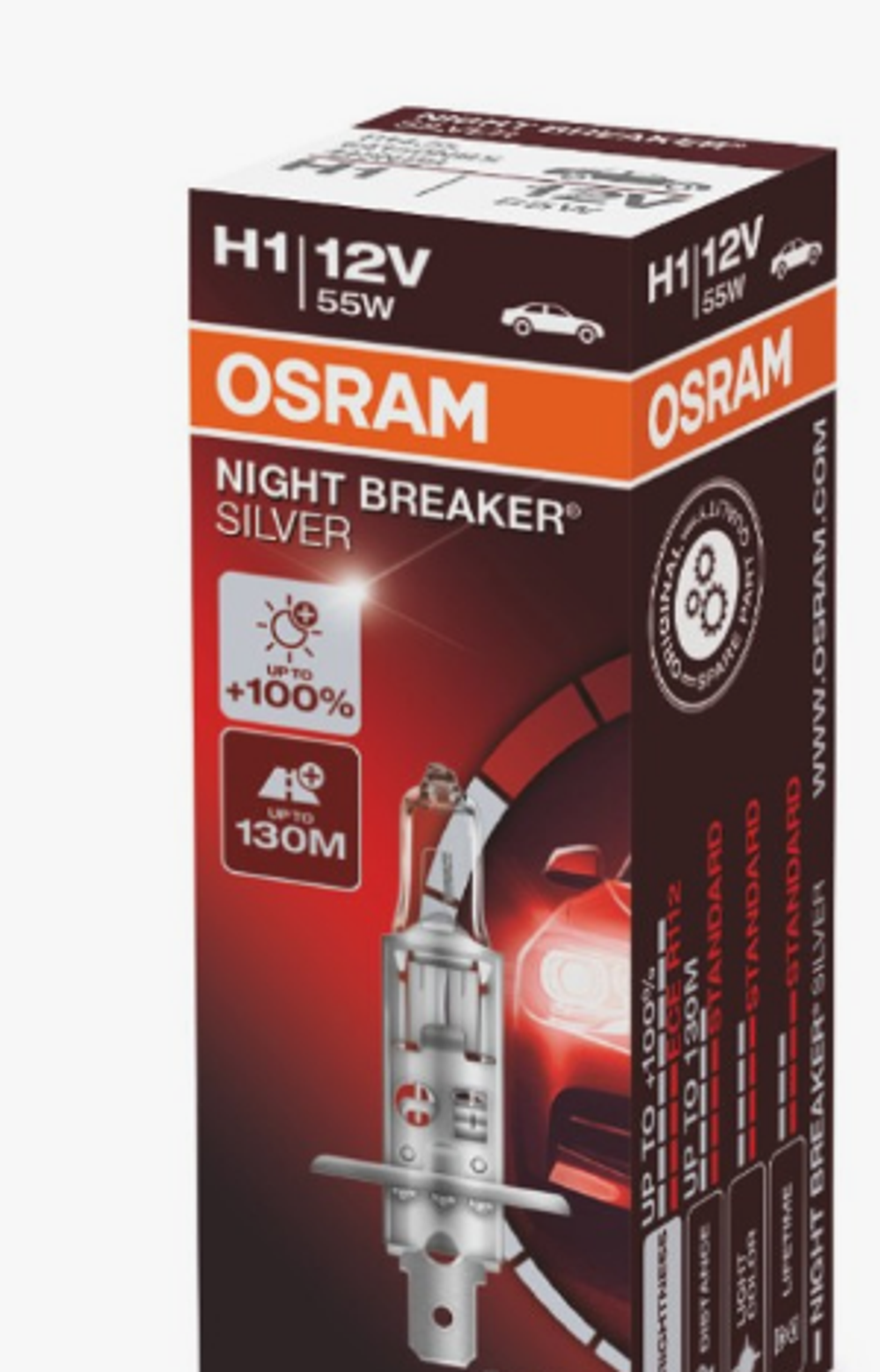 Автолампа H1 12V 55W (P14,5s) Osram +100% NIGHT BREAKER SILVER (64150NBS) 1шт