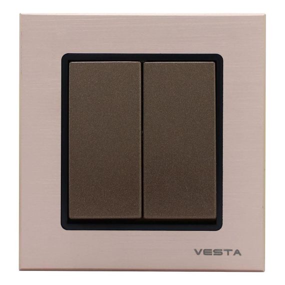 Выключатель двухклавишный Vesta-Electric Exclusive Champagne Metallic шампань FVK050204BSH