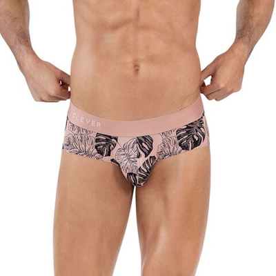 Розовые трусы-брифы с растительным принтом Pacif Classic Brief (Размер: L) (Цвет: розовый)
