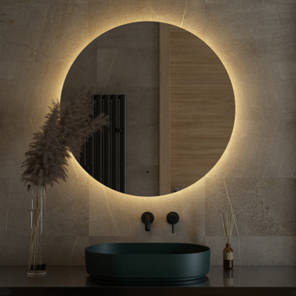 Зеркало Defesto led-подсветка 28w теплый свет d 90 см