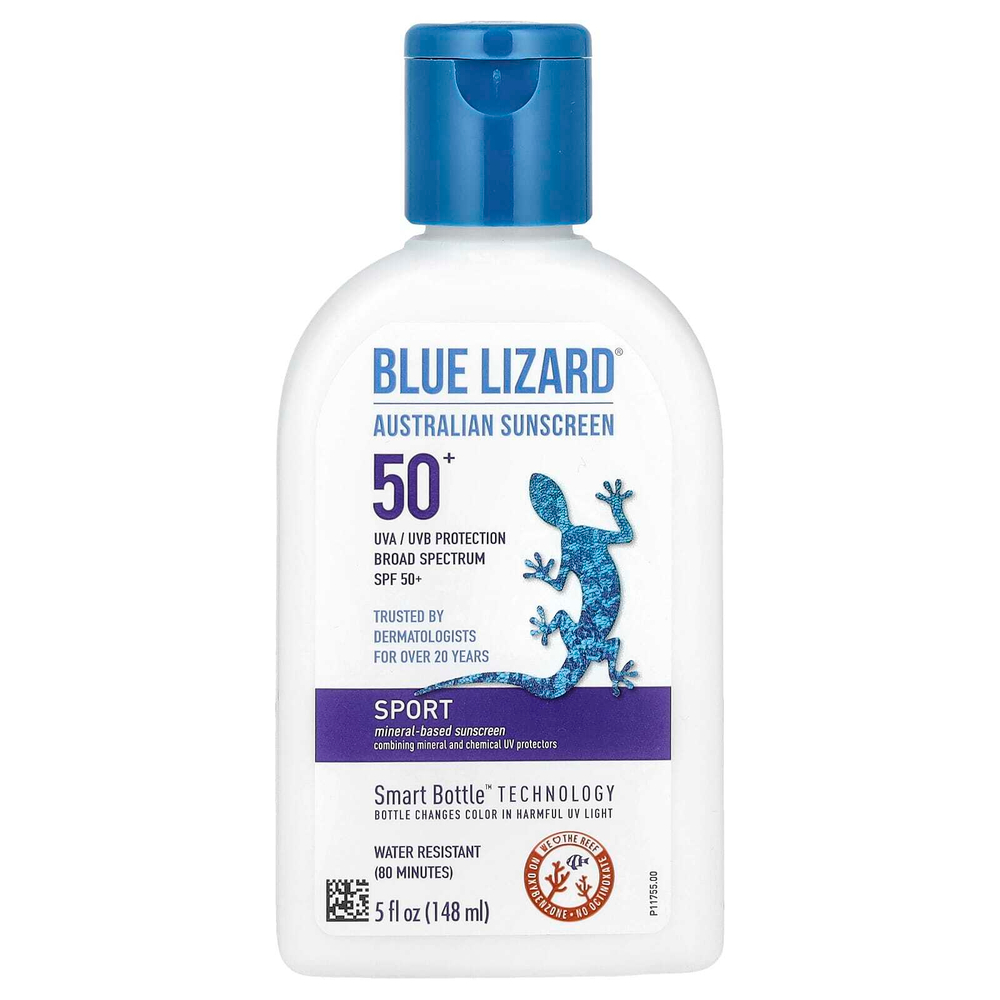 Blue Lizard Australian Sunscreen, Sport, солнцезащитное средство на минеральной основе, SPF 50+, 148 мл (5 жидк. унц.)