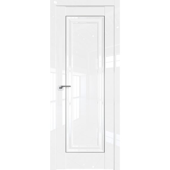 Фото межкомнатной двери экошпон Profil Doors 23L белый люкс глухая с серебряным молдингом