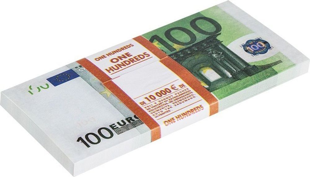 Пачка купюр (Шуточные деньги) 100 евро.