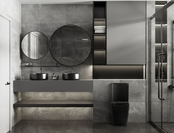 Унитаз ABBER Rechteck AC1210TMB компакт черный матовый, безободковый, смыв торнадо