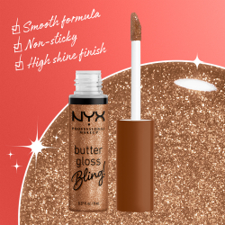 NYX Professional Makeup Butter Gloss Bling - Блеск для губ с блестящими частицами оттенок 04 Pay Me In Gold, 8 ml