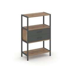 Shelf System Односекционный стеллаж трехярусный с ящиками SN.STM-312 Дуб Табак/Антрацит/Металл Антра