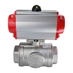 Stainless steel ball valve Elephant 3h-l-rpss316200mm-iso-pnevpr-da, body material - stainless steel AISI 316, ball material - stainless steel AISI 316, seal - PTFE, pneumatic actuator operated