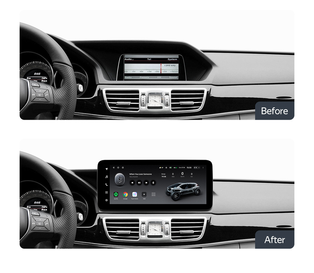 Магнитола Mercedes-Benz E W212 седан левый руль 2012-2015 NTG 4.5 - Teyes LUX ONE монитор 12.3", Android 10, 6+128Гб, CarPlay, 4G SIM-слот