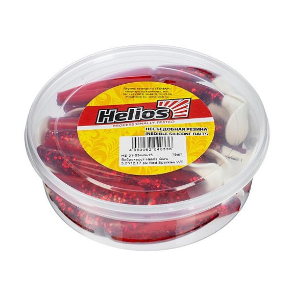 Виброхвост несъедоб. Guru 5,0&#39;/12,7 см Red Sparkles WT 15шт. (HS-31-034-N-15) Helios