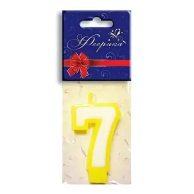 Свеча-цифра 7, двухцветная, МИКС, в пакете с картонным клипсатором ФЕЕРИКА