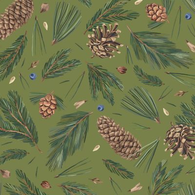Хвойный паттерн на зеленом фоне