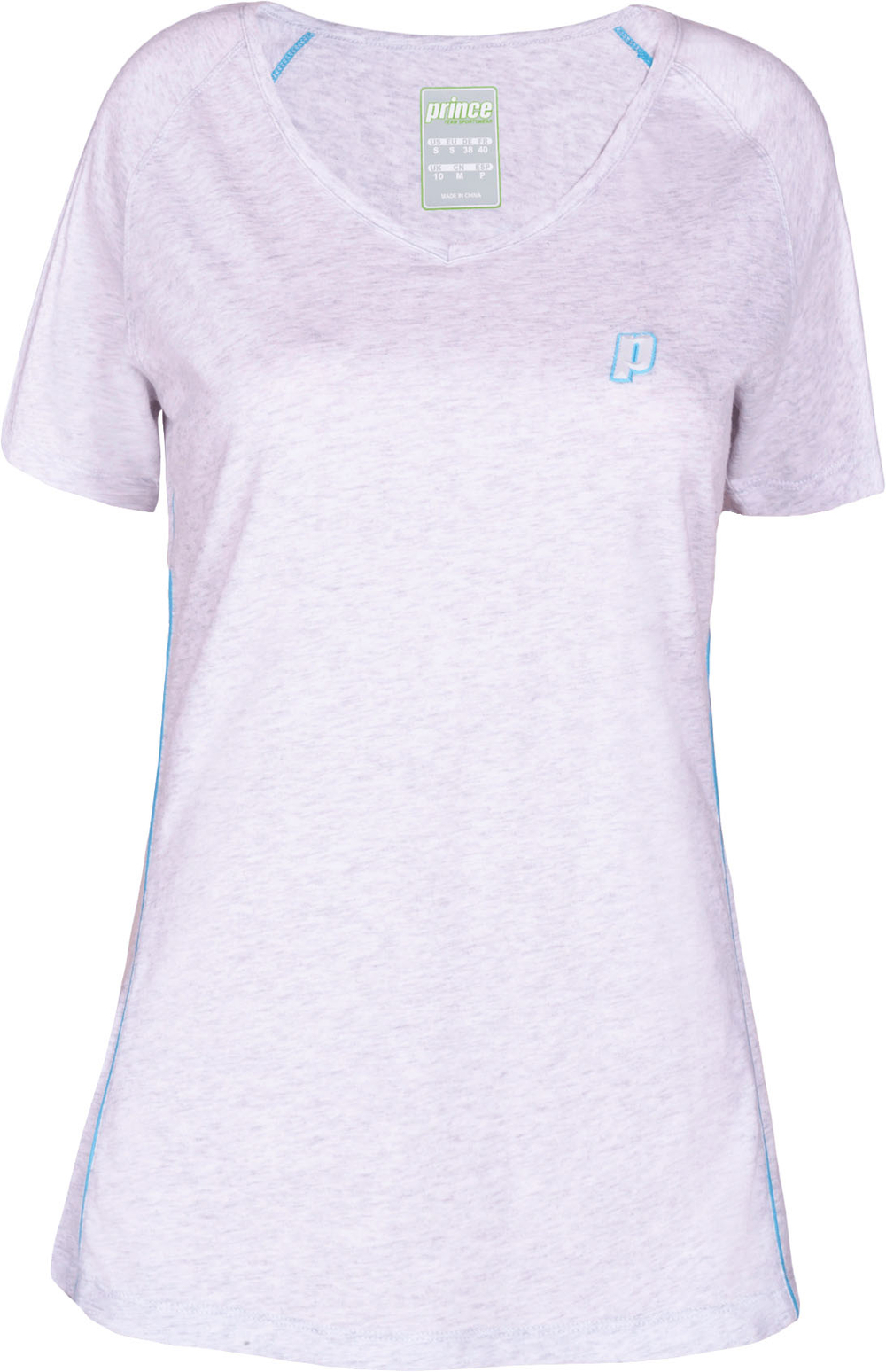 Женская теннисная футболка Prince V-Neck - grey/azure