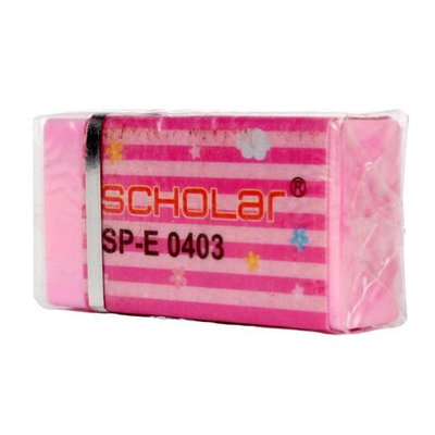 Ластик цветной 3,8*1,8*0,9см, в картонном держателе, 4 цвета микс, С-40318