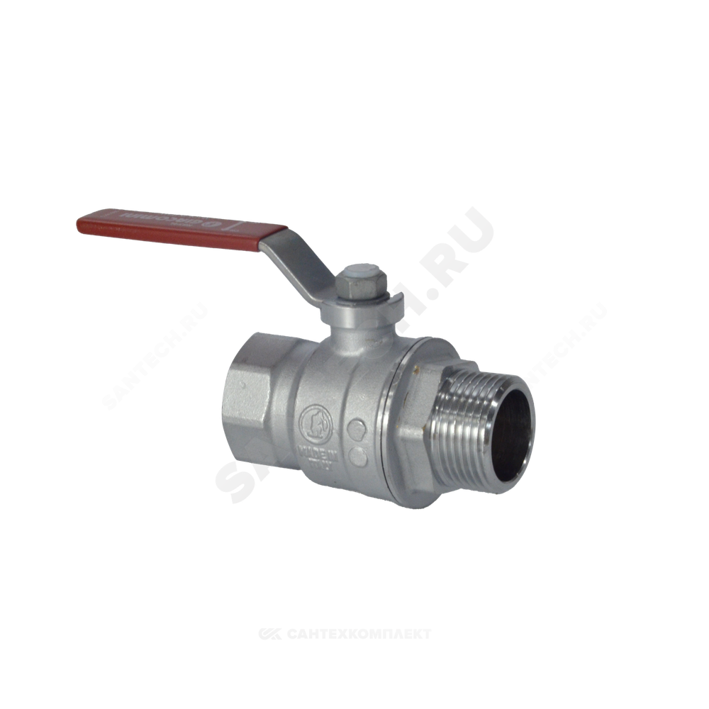 Кран шаровой латунь хром R854L Ду 15 Ру42 ВР/НР полнопроходной рычаг красный Giacomini R854LX023