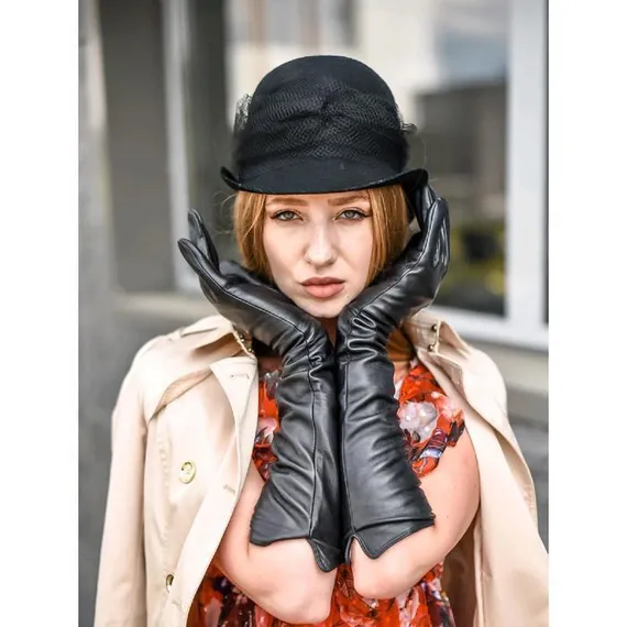 Перчатки женские, размер 7, цвет чёрный