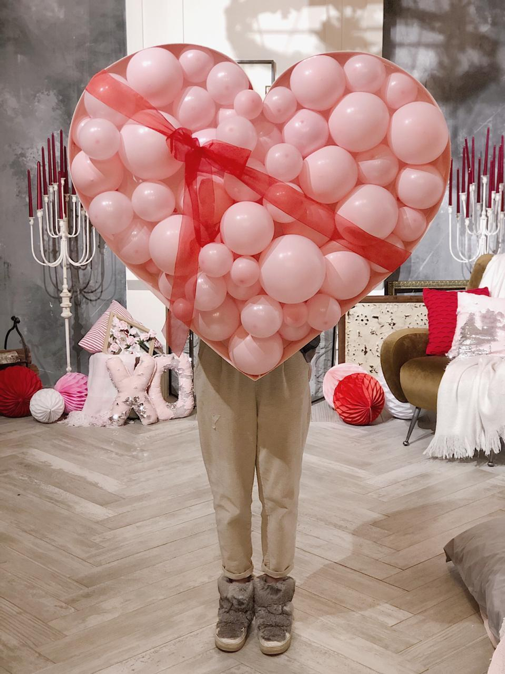 Сердце из шаров "Pink"