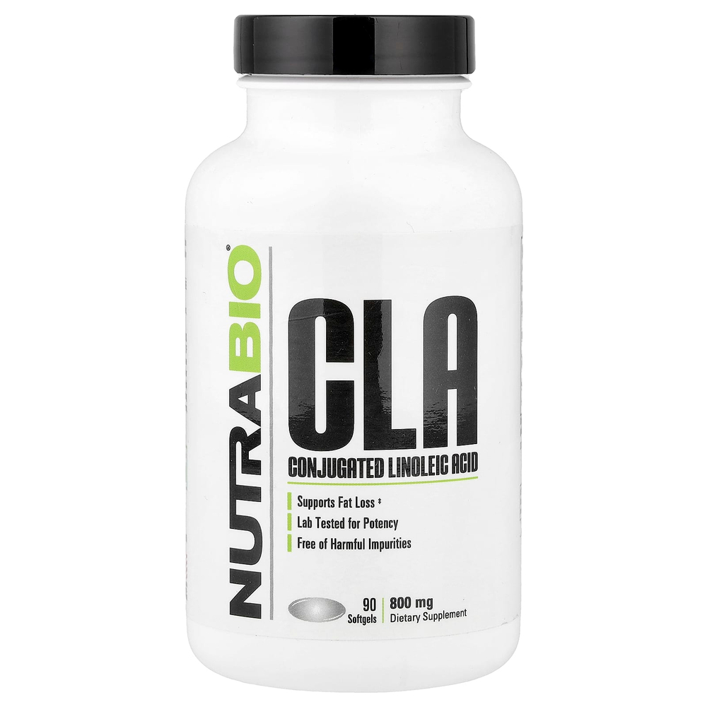 NutraBio, КЛК, 800 мг, 90 мягких таблеток