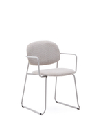 Стул Meli из бежевого шенилла с бежевой металлической структурой