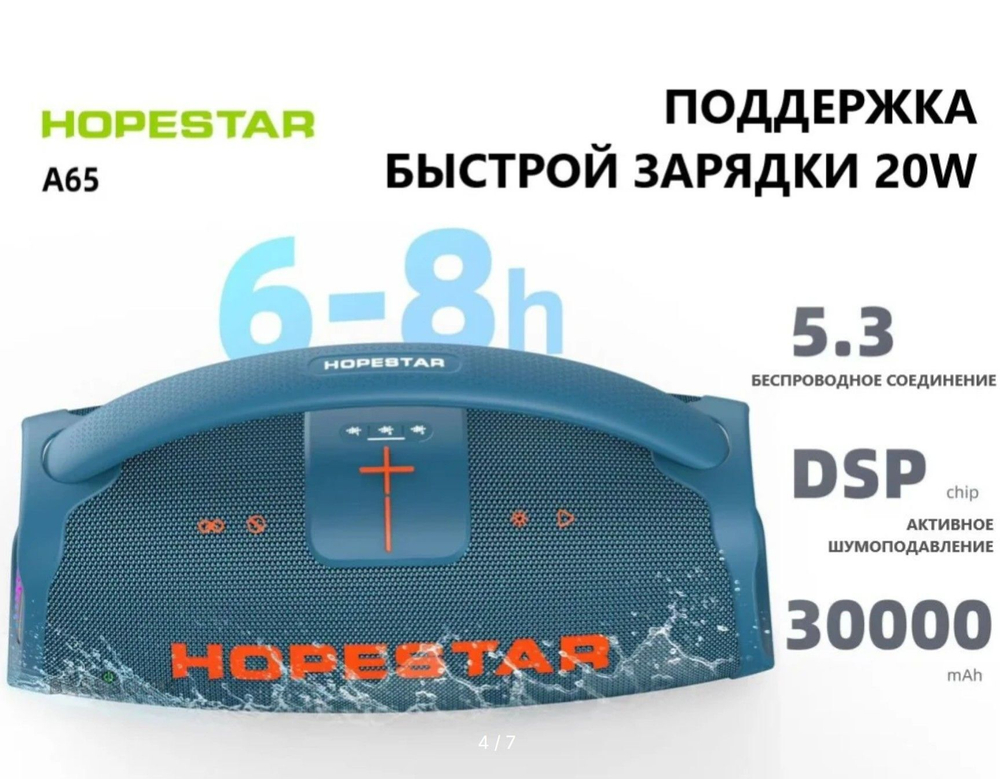Беспроводная колонка Караоке 300W/30A/TWS/IPX6 Hopestar A65