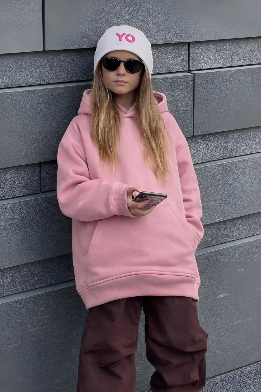 Толстовка с капюшоном для девочки  "Basic" розовый