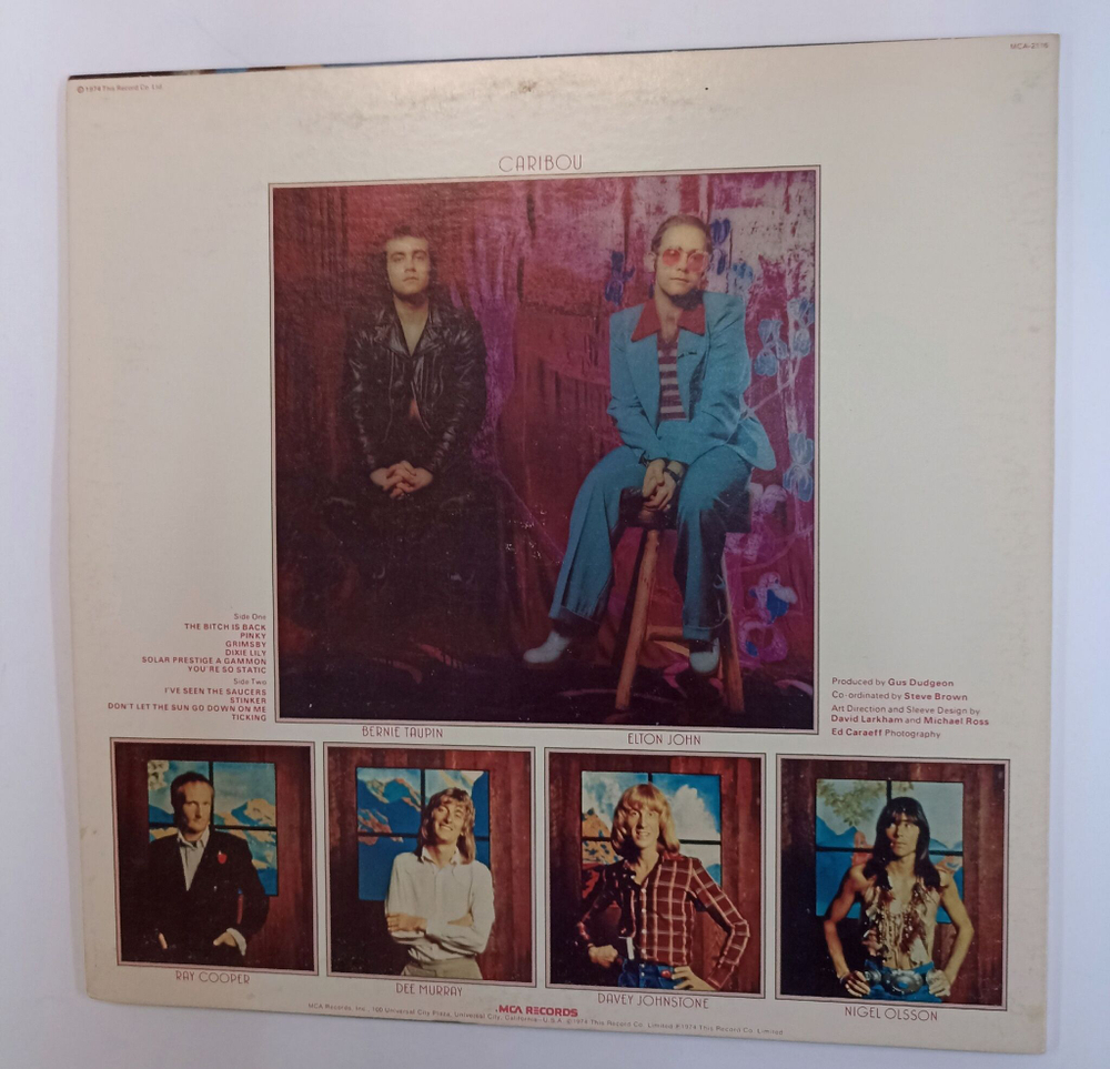 Винтажная виниловая пластинка LP Elton John Caribou (USA 1974)