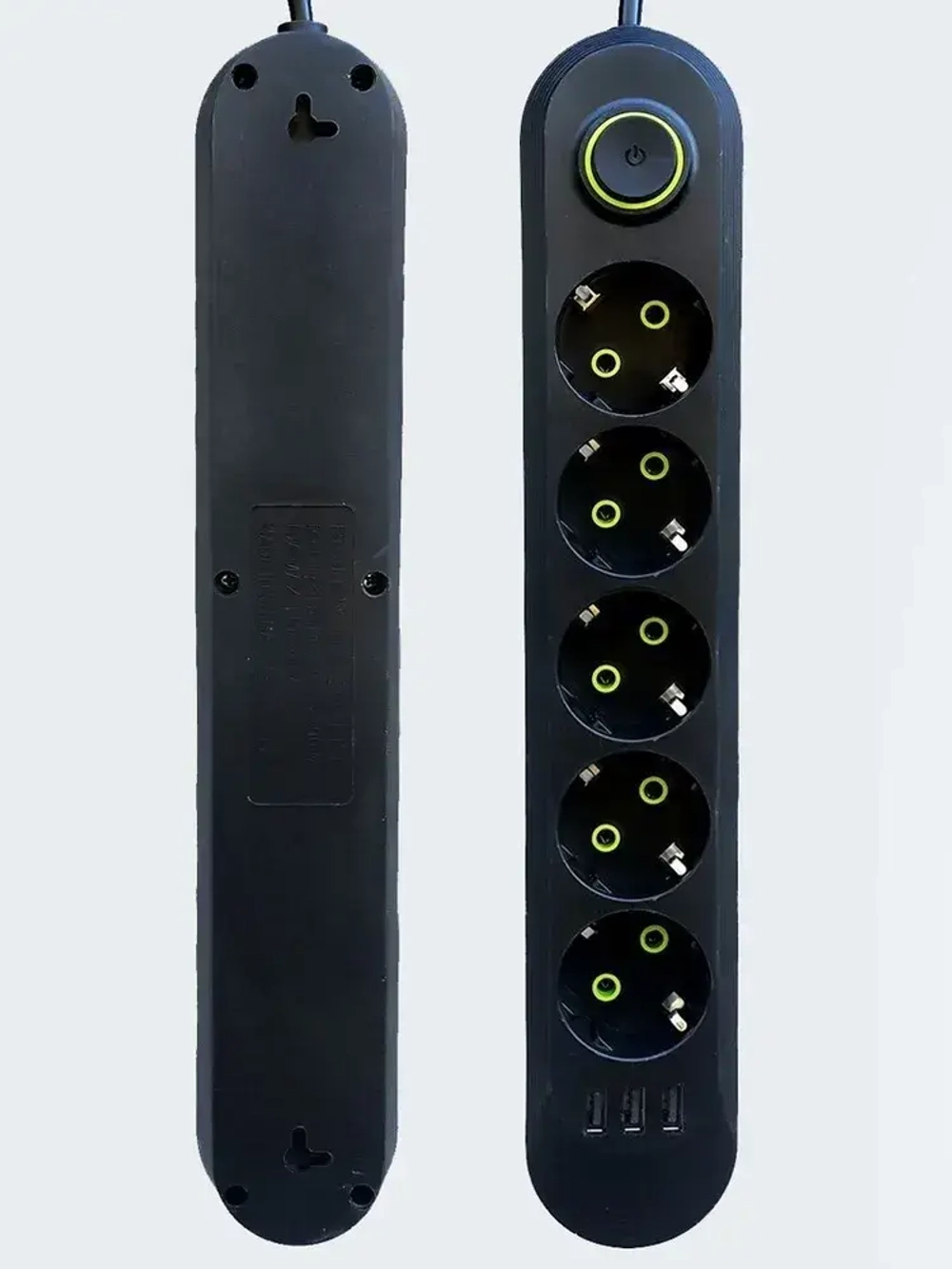 Удлинитель сетевой фильтр 10 метров 4 розетки 3 USB Черный