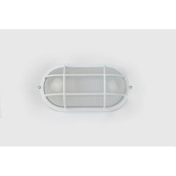 Светильник ЭРА НБП 04-60-002 Акватермо алюминий/стекло решетка IP54 E27 max 60Вт 212х105 овал белый | Светильники ЖКХ IP54