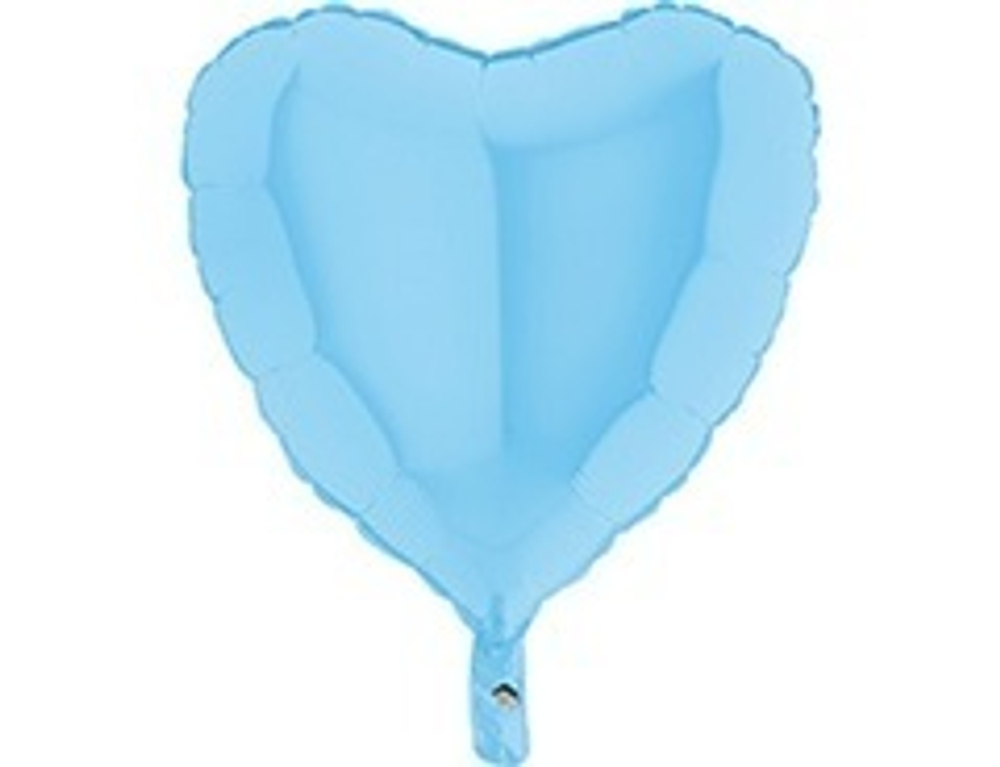 Г 18" Сердце, Матовый, Blue (Голубой), 1 шт.