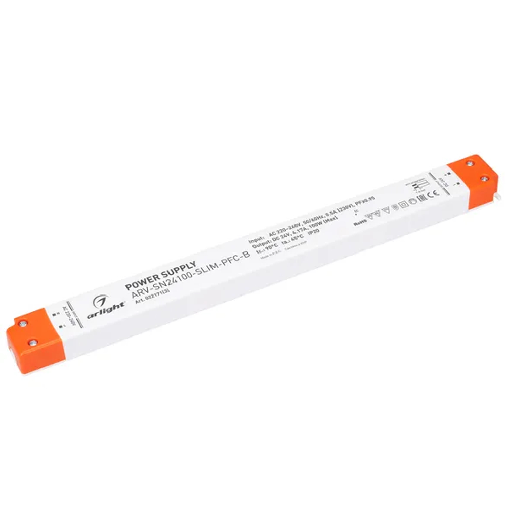 Блок питания ARV-SN24100-SLIM-PFC-B (24V, 4.17A, 100W) (Arlight, IP20 Пластик, 3 года) 022171(3)