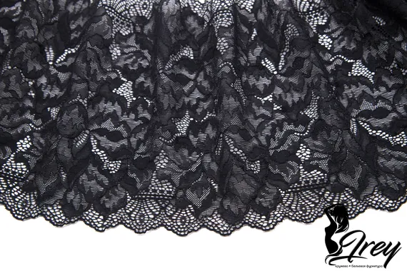03-266 ОПТ Кружево эластичное 23 см, черный 170