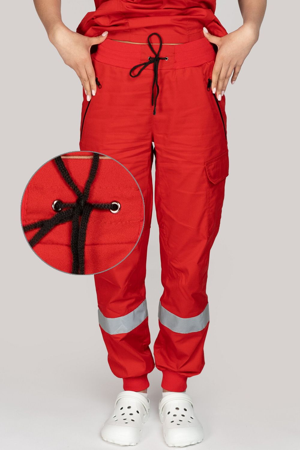 Брюки-джоггеры летние женские Скорая помощь MedicLine цв. КРАСНЫЙ
