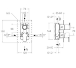 Встраиваемый смеситель для душа на 2 выхода BLAUTHERM 941512KSCUC медь