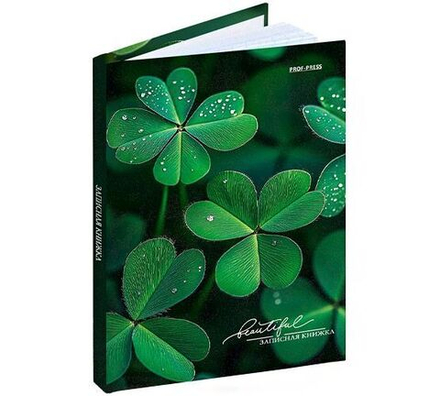 Блокнот А6 7БЦ 48л "Счастливый клевер" клетка, глянц.лам., лен